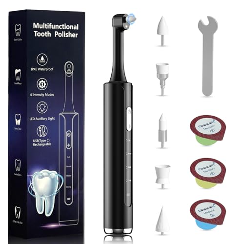 Bibykivn Zahnreinigung Set Elektrisch Zahnreinigungsset Set mit 4 Modi für Zahnreinigung IPX6 Wasserdicht Zahnpolitur mit 5 Köpfen und 3 Polierpasten
