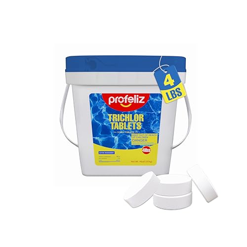 PROFELIZ Chlorine Tablets 3 Inch for Swimming Pools, Kills Bacteria and Stops Algae, Slow Dissolving,Individually Wrapped,Pool Chlorine Tablets,4lbs