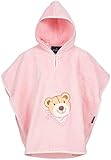 Morgenstern Babyponcho Kapuzenponcho Kinder Poncho Badetuch Rosa Frottee mit Bär