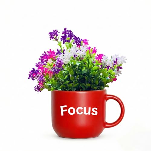 Image of Dekorly Wall Hanging Mug Planters with Artificial Flowers (20CM) - Decorative Hanging Cups, Colorful Floral Wall Decor for Living Room Bedroom Balcony Office Gift Set (3, Focus Faith Forward)