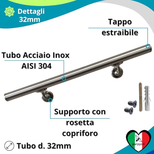 Barre d'appui murale en acier inoxydable Parpyon poignée de sécurité escalier douche 40cm