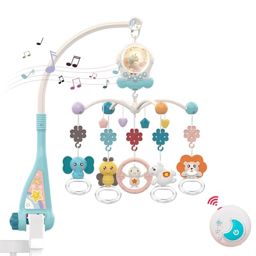 Image of Eners Baby Crib Mobile with Music and Lights, Mobile for Crib with Remote Control, Rotation Baby Musical Hanging Toy, Baby Mobile for Bassinet for Newborn Infant Boys Girls Toddles (Green)