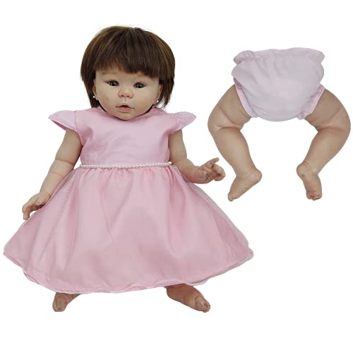 Vestido + Calcinha de Princesas Para Bebê Reborn Roupas de Bonecas Rosa (Rosa)