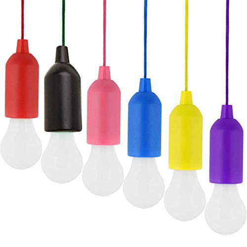 Pack LED Pull Cord Light Bulb,Portable Battery Operated White Lighting Bulb On A Rope -Outdoor,Gardens,Camping,Parties,BBQ's,Cupboards,Weddings,Festivals,Celebrations Decoration (6 Pack,Warm White)