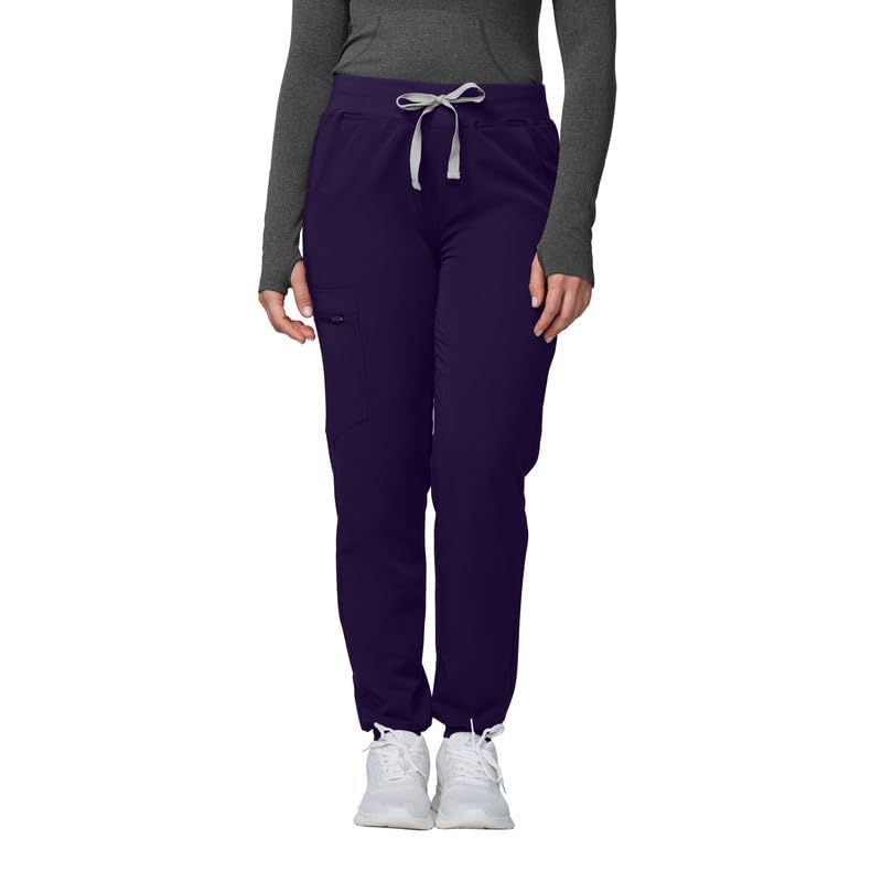 Image of Kitmaz Scrub Pants for Women - Mid Rise 4-Way Stretch Anti-Wrinkle Slim Fit Jogger Pants, Drawstring & 5 Pockets