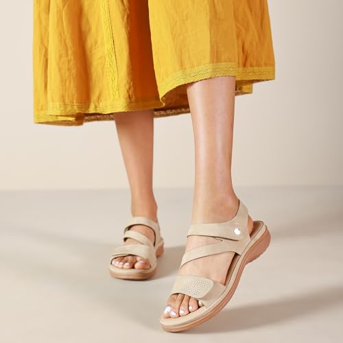 Image of Littleplum Womens Sandals Arch Support - Comfortable Flat Sandals for Women, Summer Breathable Adjustable Orthotic Walking Shoes for Beach,Travel