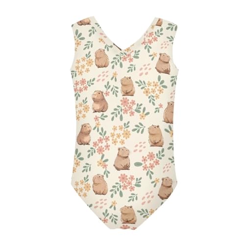 Image of One Piece Swimsuit Girls Kids Bathing Suit V Neck Wide Shoulder Strap Toddler Beach Swimwear for 3-14 Years