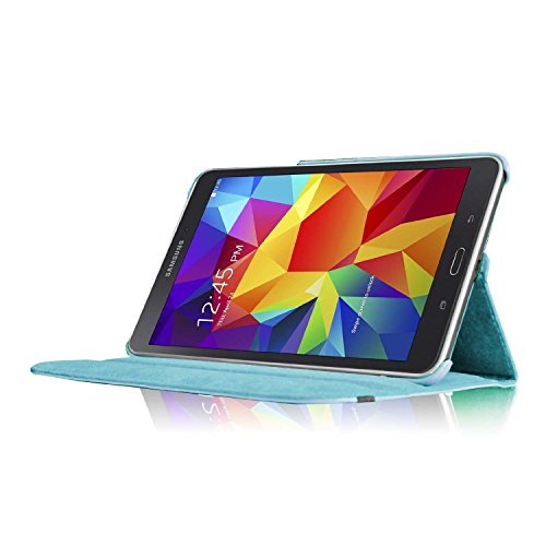 Samsung Galaxy Tab 4 8.0" Tablet Case,Flying Horse 360-Degree Rotating Stand Pu Leather Case Cover For Tab 4 8 Inch Sm-T330 Sm-T331, Sm-T337 （Sky Blue） #TOP6