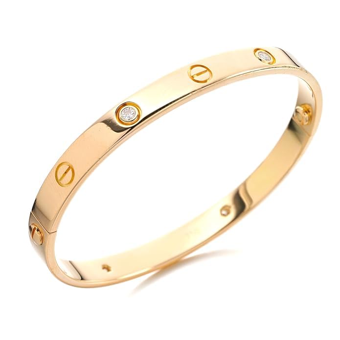 Aeoss Stainless Steel Gold Love Band Bracelet | Anti-Tarnish, Cubic Zirconia Studded Bangle Kada | Gifts for Women and Girls | Anti Tarnish Waterproof Sweatproof | Unisex (Gold) (B0D2W33QVQ) Amazon Price History, Amazon Price Tracker