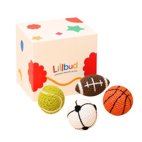 Image of Crochet Rattle Balls Gift Set - Set of 4 | Soft Baby Rattle Toys with Colorful Crochet Texture | Easy-Grip Sensory Balls for Infants, Grasping, Shaking, Rolling & Interactive Parent-Child Play