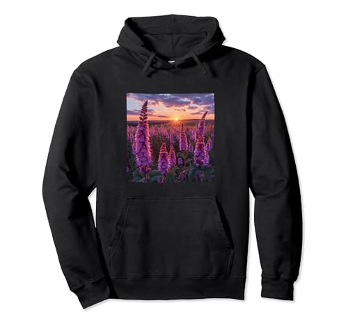Anise Hyssop Flower Field Beautiful Sunset Graphic Pullover Hoodie