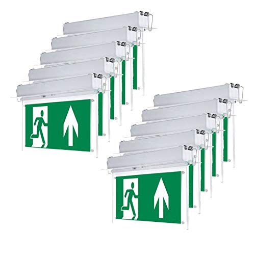 Preisvergleich Produktbild LED Fluchtwegleuchte, LED Notbeleuchtung mit Notstromakku 3h, 2W LED Notleuchten, LED Rettungswegleuchte, LED Fluchtlicht in verschiedenen Ausführungen (10er Pack Einbau, hängend)