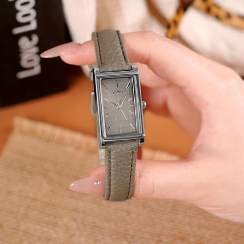 Image of Quartz Watch for Women, Lady Stylish Square Dress Watch with Leather Strap and Sapphire Crown