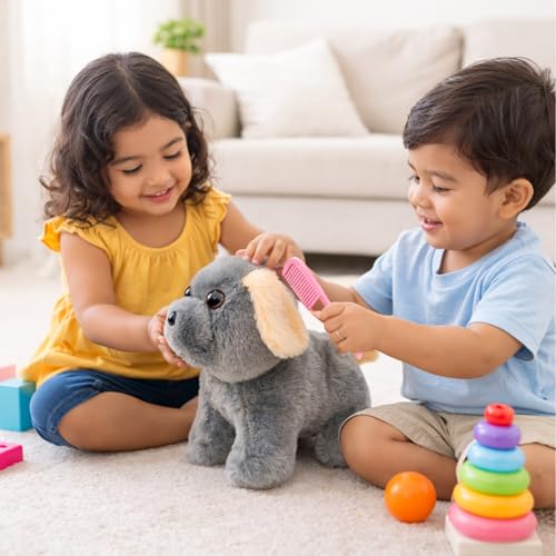 Image of Tabitha Stuffed Toys - Ultra Soft Plush Toy for Kids | Birthday Gifts for Kids and Girls | (Combo of 2 Toys 30 Cm Grey Teddy Bear & 25 Cm Grey Dog)