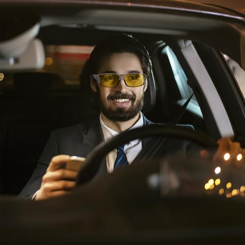 FEISEDY Night Driving Fit Over Glasses Sunglasses for Men Women,Polarized Wrap Around Yellow Sunglasses UV400 B2593