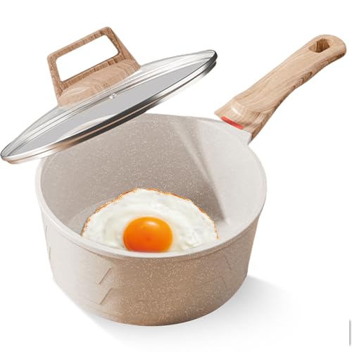 Stielkasserolle, Kasserolle 16 cm, Kasserollen Set mit Deckel, Induktion Antihaft Pfanne, für Alle Herdarten, Backofen Und Spülmaschinenfest