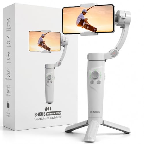 Image of M1 3-Axis Gimbal Stabilizer for Mobile with Built-in Extension Rod & Tripod Foldable Phone Gimble for Vlogging, Reels & YouTube Video, iPhone & Android, 8hr Battery