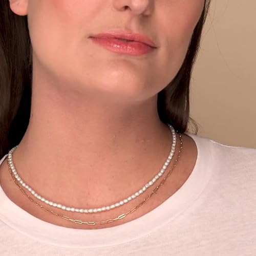 Pearl Choker Necklace For Women, Handmade With Tiny White Freshwater Pearls And Silver Clasps And Adjustable Chain 14", Cute Trendy Pearl Jewelry For Girls #TOP5