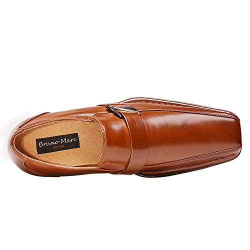 Bruno Marc Men's Giorgio Classic Slip-on Dress Loafers Shoes,Size 8W,Brown,GIORGIOWIDE-3