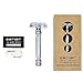 Parker 99R Chrome Long Handle Heavyweight Butterfly Open Double Edge Safety Razor for Men | 5 Parker Premium Platinum Double Edge Razor Blades Included | Iconic Brand