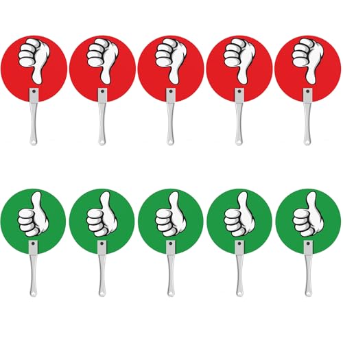 KIXZSAZ Juego de 10 paletas de mano Agree (verdadero/falso) para decisiones rápidas. Paquete 10 paletas Pulgares arriba/pulgares abajo.