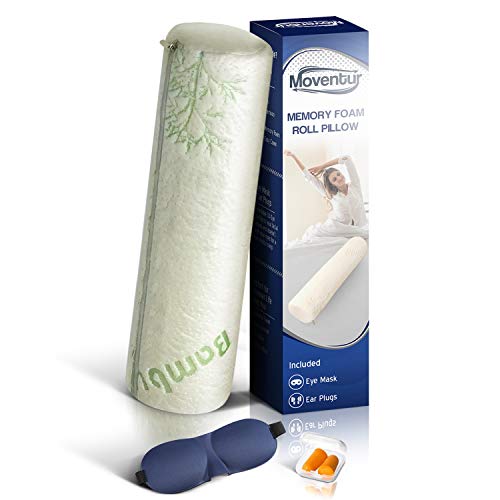 Moventur Bamboo Neck Roll Pillows for Sleeping and Cervical Pain Relief - Round