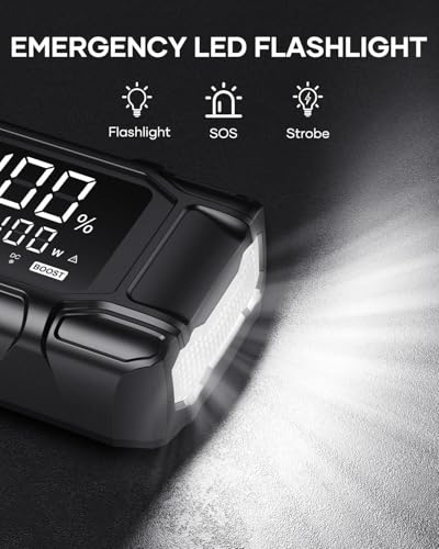 Jump Starter Power Pack, FLYLINKTECH 8000A Peak 26800mAh Car Battery Booster Jump Starter Bank with PD65W Fast Charging for All Gas or 12L Diesel, 12V Battery Jumper with 600 Lumen Light, Jump leads - Image 6