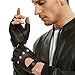 NOVBJECT Herren Fingerlose Lederhandschuhe Hirschleder Halber Finger Ungefüttert Motorrad Outdoor Autohandschuhe (Schwarz,M)