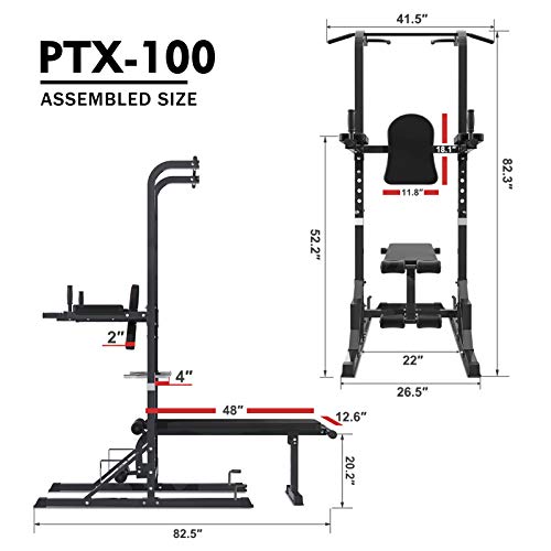 Mikolo Power Tower, 700 LBS Dip Station with Flat/Sit-Up Weight Bench, Pull Up Bar for Home Gym, Workout, Strength Training (2021 New)
