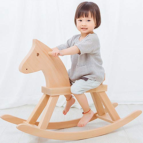ZhaoXH-Schaukelpferd Schaukelpferd Aus Massivholz für Kinder Baby Rocker Schaukeltier Ride On Toy mit Rückenlehne für 18… – Bild 4