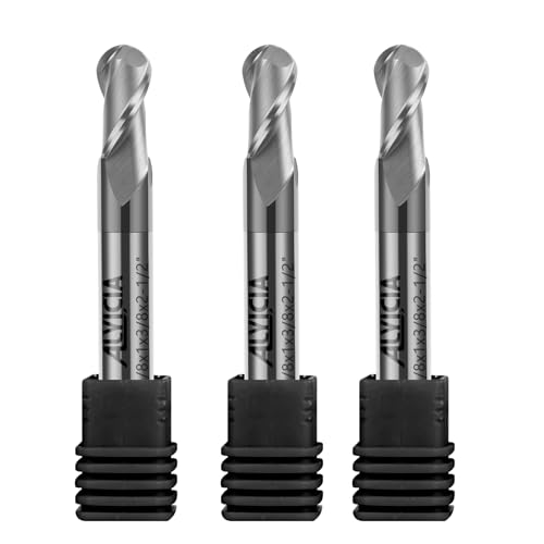 Image of 3PCS 3 /8 inch Solid Carbide Ball Nose End Mill Set - 2 Flute AlTiN Coated Milling Bits Sets for Milling Alloy Steels, Hardened Steel, Metal