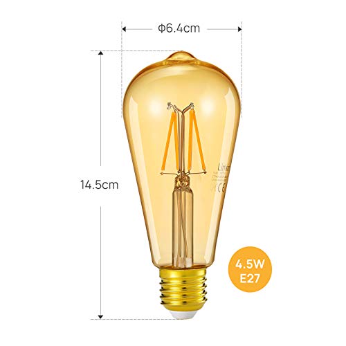 Linkind WiFi Smart LED Dimbare Vintage Gloeilamp ST64, 4.5W Edison Schroef E27 Licht, 350lm, Eekhoorn Cage, 2200K Zacht… - Afbeelding 5