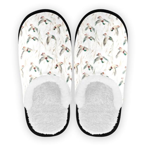 Women's Men's Fuzzy Slippers Cozy House Shoes Travel Warm Mallard Ducks Slippers