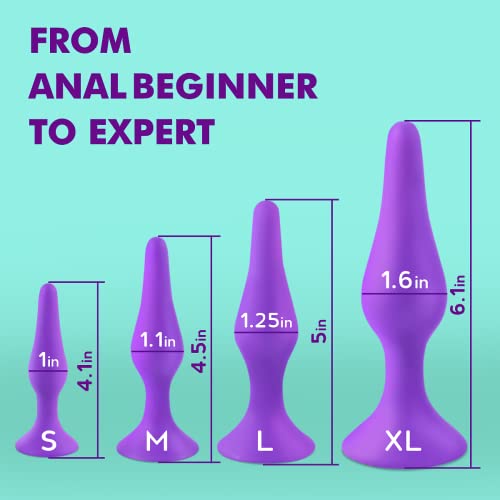 Anal Plug Training Set - Silicone Anal Sex Toys For Beginners And Advanced - Anal Butt Plugs Starter Kit For Women And Men - 3 Piece Soft Waterproof Silicone Butt Sex Trainer (Purple) #TOP2