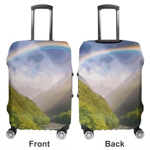 Carry on Luggage Cover Mountain Valley with Rainbow Suitcase Covers for Luggages Tsa Approved Travel Luggage Sleeve Protector Elastic Suitcase Protector Anti-Scratch Washable Fits 19-30 Inch Case -XL3