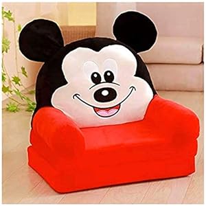 AWSM COLLECTION Fiber Foldable Cartoon Babys Sofa Cum Bed Small Sofa Chair for Kids Room Decoration Gift Purpose (0-2 Years)-Red