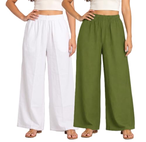 Image of Plaazo Women's Cotton Palazzo | Wide Leg Palazzo for Women | Soft Breathable High Waist Bottom Wear | Comfortable Casual, Office, Travel for Women