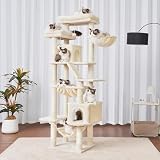 Heybly Kratzbaum, 180 cm Ardaí an Chait Túr do Chait Teachtaí le 2 Léimeanna, 2 Mhaighistreachtaí Suímh Mórtha, 2 Hängematten, Corb agus Bord Cráite, Beige HCT034M