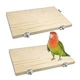 kathson 11.8 x 7.8 Inches Large Bird Perch, 2 PCS Natural Wooden Parrot Stand Platform, Parakeet Rectangle Stand Perch Shelf, Cockatiel Corner Shelf for Conure Budgie Cockatoo Macaw African Grey