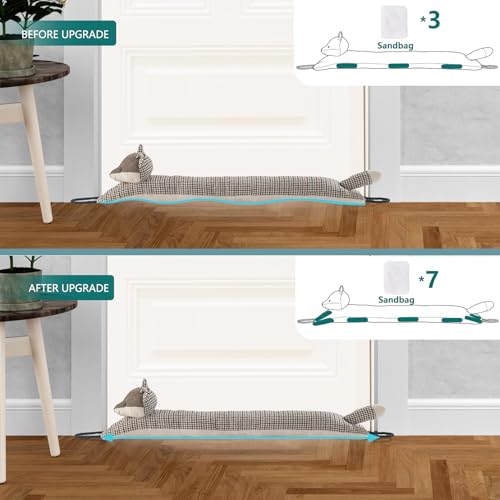 Image of Marwood Under Door Draft Stopper Decorative Wind Stopper 30 inch for Door & Window, Weighted Animal Air Draft Stopper Snake Noise Blocker for Bottom of Door with Hanging Loops - Fox