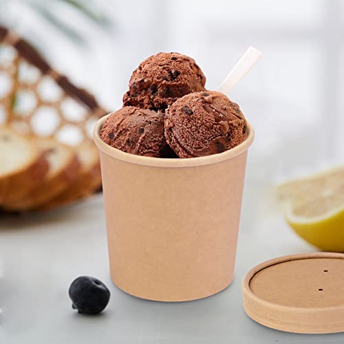 Image of Wuadua 25 Pack 16 oz Ice Cream Containers Paper Food Containers with Lids | Paper Dessert Cups with Lids Disposable Soup Cups Microwavable and Freezer Safe To Go Bowls with Lids for Hot, Soup Ice Cream