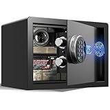 Grimtron 生体認証セーフボックス (1.71立方フィート) - 【収納ラック&ドアオーガナイザー】クイックアクセス指紋安全、バックライト付きキーパッド、サイレントモード、取り外し可能な棚付き (14L)