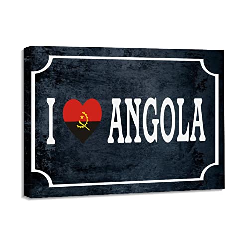 Impression sur toile encadrée drapeau Angola pour décoration murale