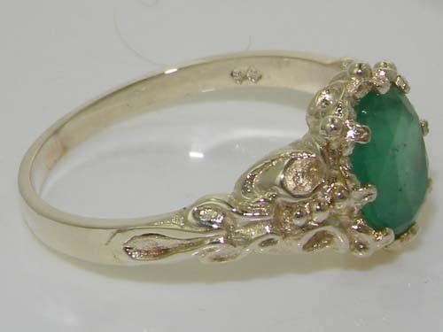 LBG 925 Sterling Silver Real Genuine Emerald Womens Band Ring