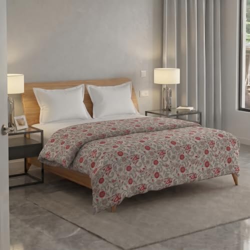 Image of Trance Home Linen 100% Cotton Printed Zippered ONLY Duvet Cover /Blanket Cover /Quilt Cover | Comforter Cover /Razai Cover | Queen Size (90 x 102 Inch, Kalamkari Rust)