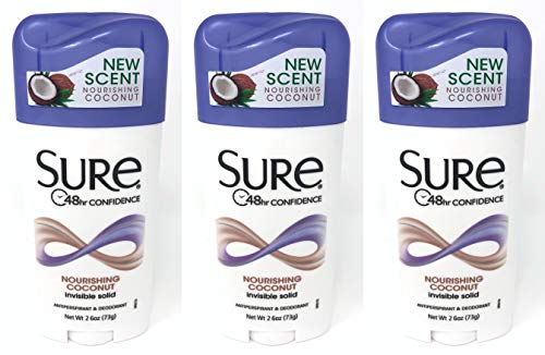 Sure Nourishing Coconut Invisible Solid Antiperspirant & Deodorant, 2.6 Ounces (Pack of 3)