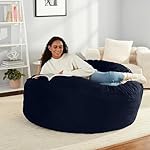 Amazon Basics Large Bean Bag Chairs for Adults, 5 ft Blue Memory Foam Filled with Solid Microfiber Cover - Image 2