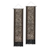 PLIGREAT 2 Pack Vintage Knot Pattern Long Tapestry Decorative Aesthetic Vertical Tapestry Vintage Wall Hanging with Tassels for Bedroom Living Room Home Decoration, 52 x 13 Inch