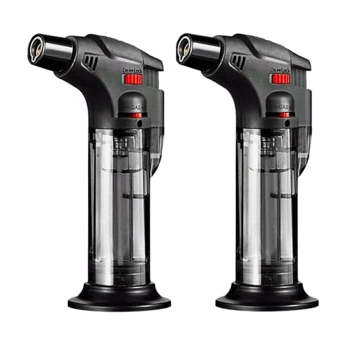 Image of Blow Torch Lighter | Jet Flame Kitchen Torch | Windproof Refillable Butane Gas Lighter for BBQ, Cooking, Stove,Soldering, Candle, Resin Art, Camping | Adjustable Flame | Safety Lock (2)