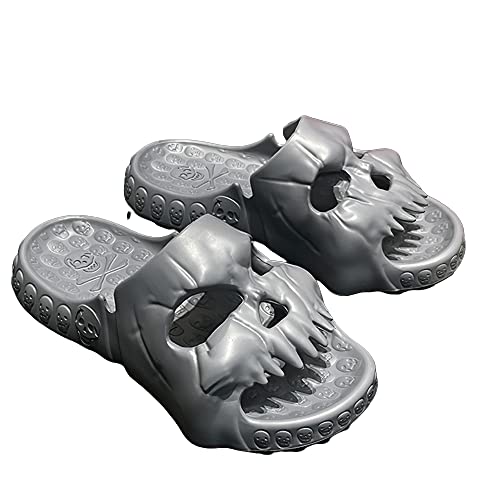 Rcuyyl Skull Design Slides Skull Slippers Couple Beach Sandals Non-Slip Shower Slides Bathroom Sandals for Women Men Home Indoor Outdoor